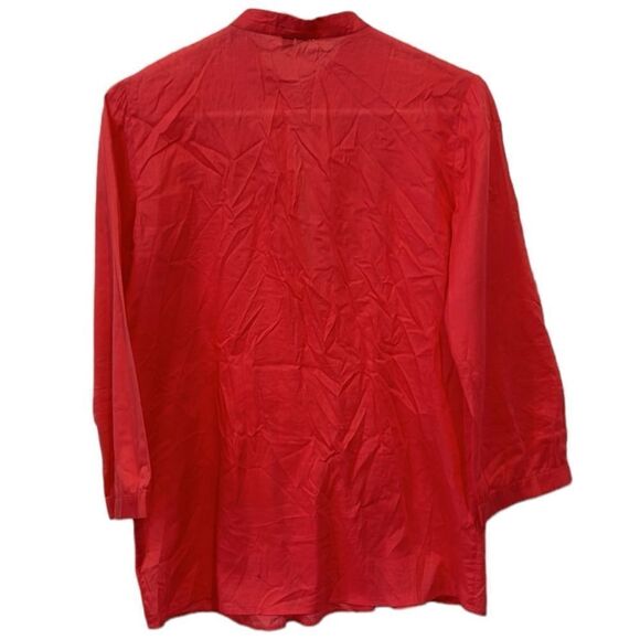 Theory 100% cotton pleaded tuck front coral tunic blouse, size medium - Picture 2 of 10